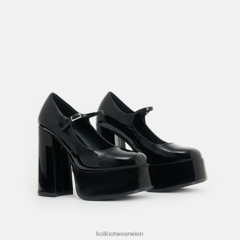 Ferse | Koi Footwear Darkbloom-Plateau-Absätze aus Lackleder B6R0456 Schwarz Frauen