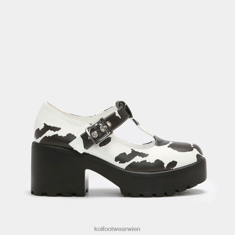 Mary-Jane-Schuh | Koi Footwear Sai Cow Print Mary Janes Nettie Edition B6R0416 Weiß Frauen
