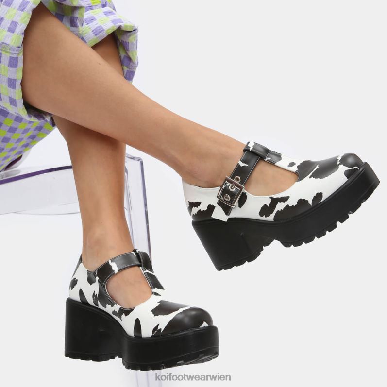 Mary-Jane-Schuh | Koi Footwear Sai Cow Print Mary Janes Nettie Edition B6R0416 Weiß Frauen