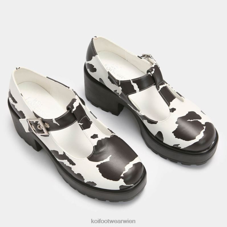 Mary-Jane-Schuh | Koi Footwear Sai Cow Print Mary Janes Nettie Edition B6R0416 Weiß Frauen