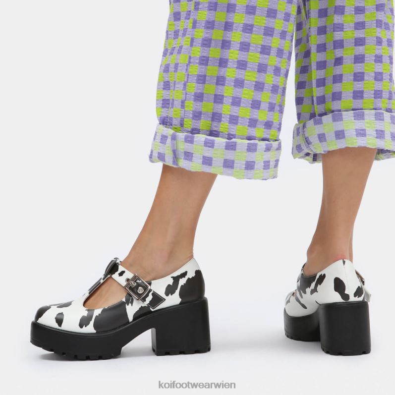 Mary-Jane-Schuh | Koi Footwear Sai Cow Print Mary Janes Nettie Edition B6R0416 Weiß Frauen