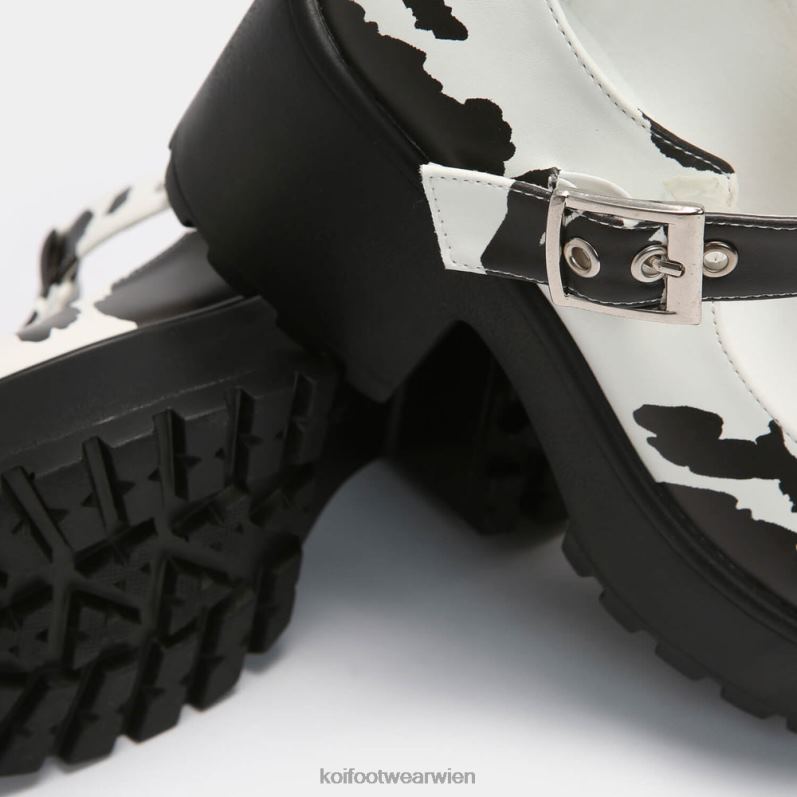 Mary-Jane-Schuh | Koi Footwear Sai Cow Print Mary Janes Nettie Edition B6R0416 Weiß Frauen