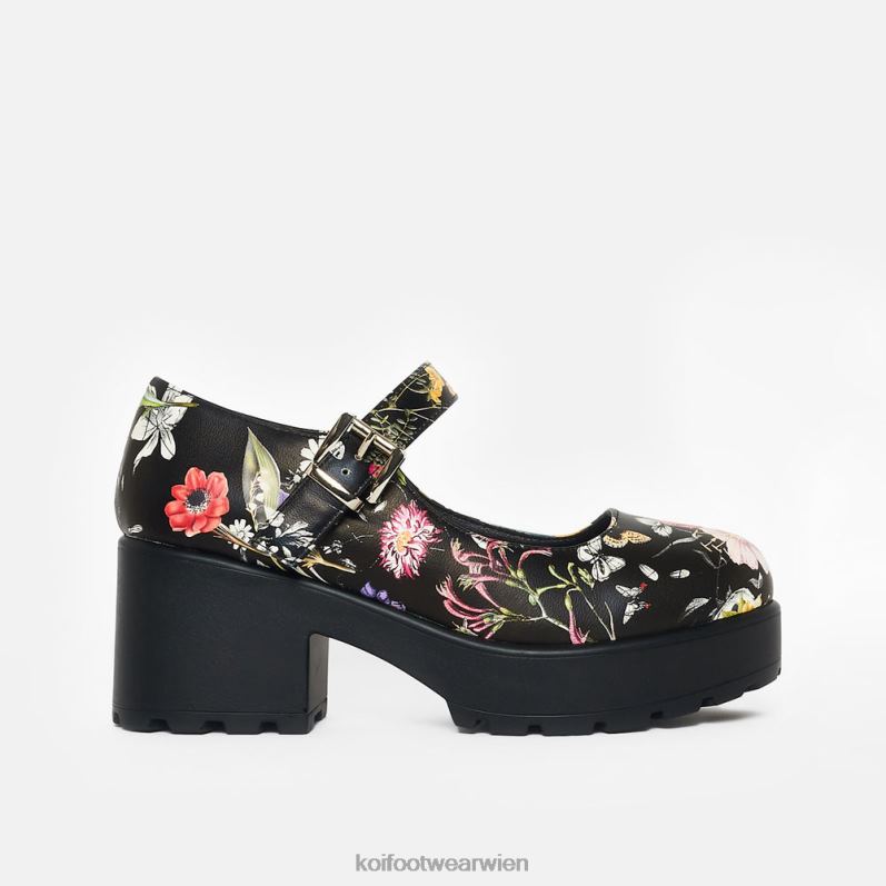 Mary-Jane-Schuh | Koi Footwear Tira Mary Janes Blumenausgabe B6R0413 Schwarz Frauen