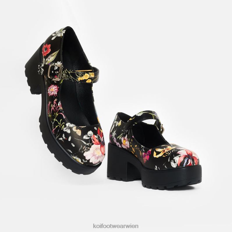 Mary-Jane-Schuh | Koi Footwear Tira Mary Janes Blumenausgabe B6R0413 Schwarz Frauen