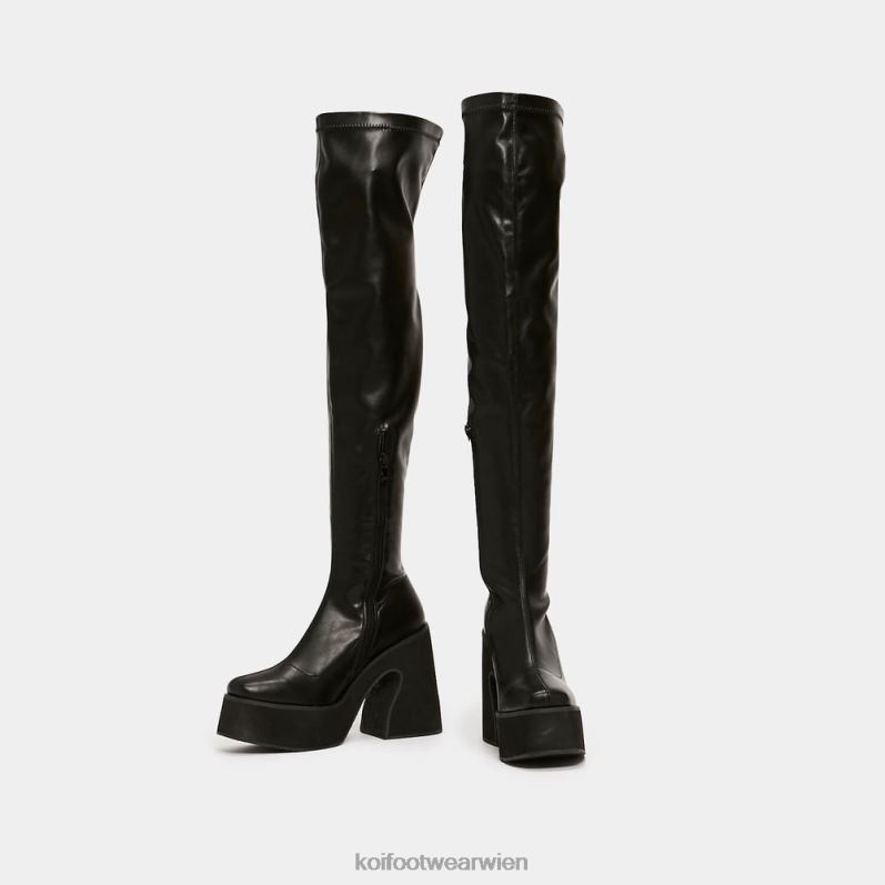 oberschenkelhoher Stiefel | Koi Footwear Damar Overknee-Stiefel aus Kunstleder B6R0470 Schwarz Frauen