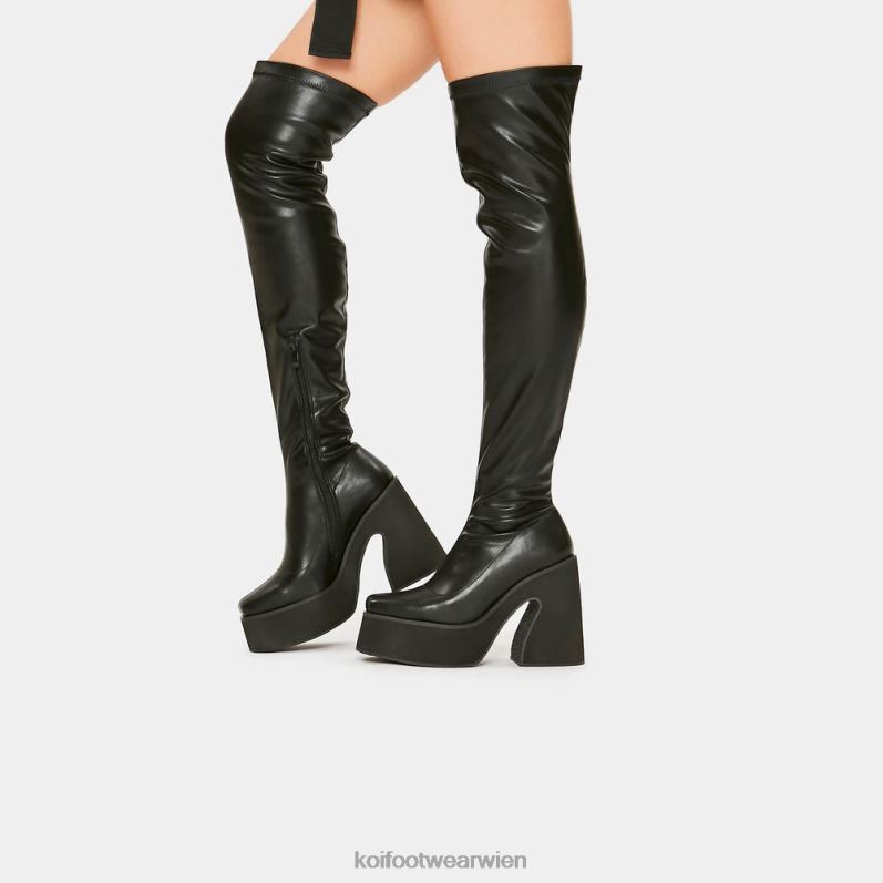 oberschenkelhoher Stiefel | Koi Footwear Damar Overknee-Stiefel aus Kunstleder B6R0470 Schwarz Frauen