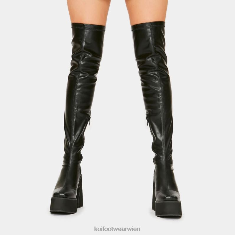 oberschenkelhoher Stiefel | Koi Footwear Damar Overknee-Stiefel aus Kunstleder B6R0470 Schwarz Frauen