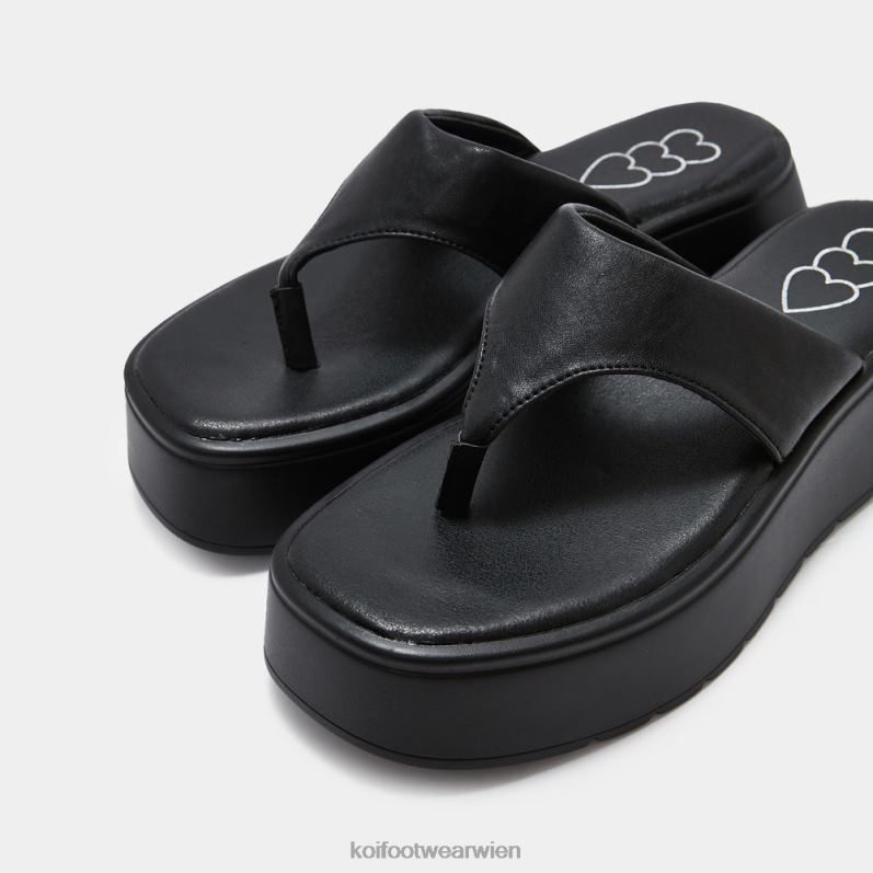 Sandale | Koi Footwear Alora klobige Tanga-Slider B6R04141 Schwarz Frauen