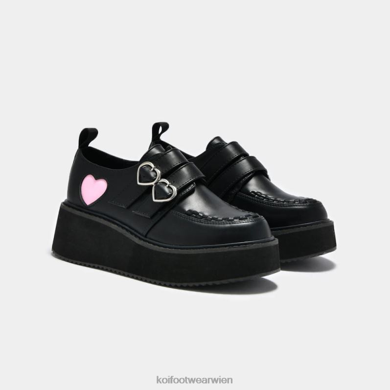 Schuh | Koi Footwear Pothos rosa Herzwellen-Plateauschuhe B6R0454 Schwarz Frauen