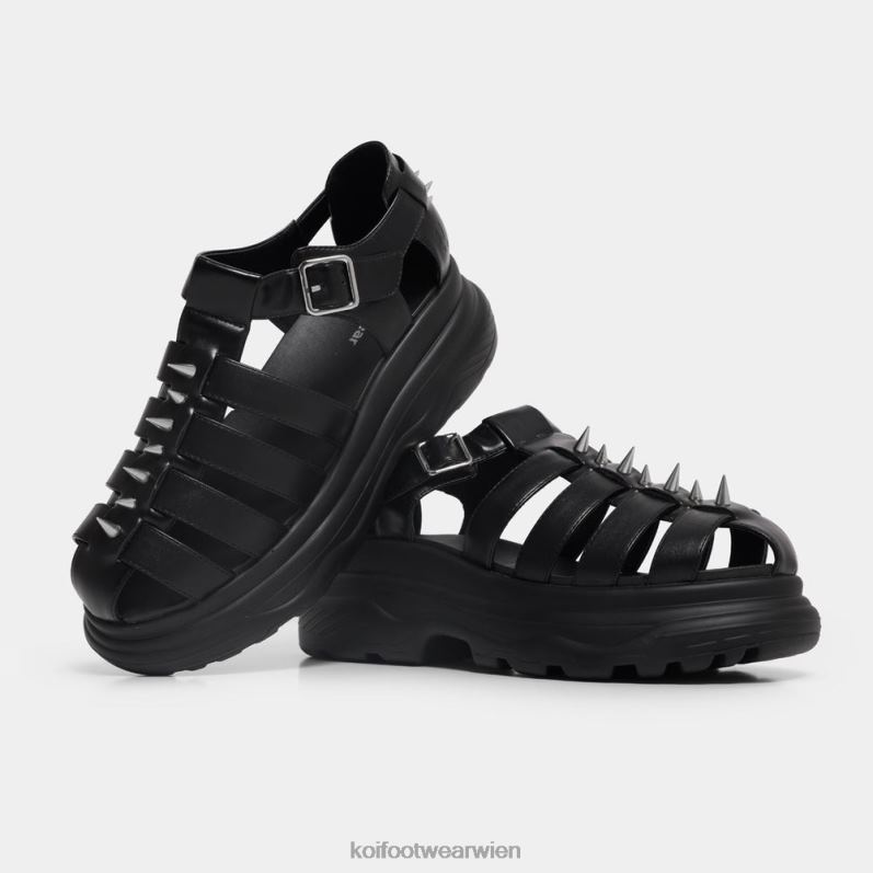 klobige Sandale | Koi Footwear Enclave klobige Sandalen mit Spikes B6R04214 Schwarz Männer